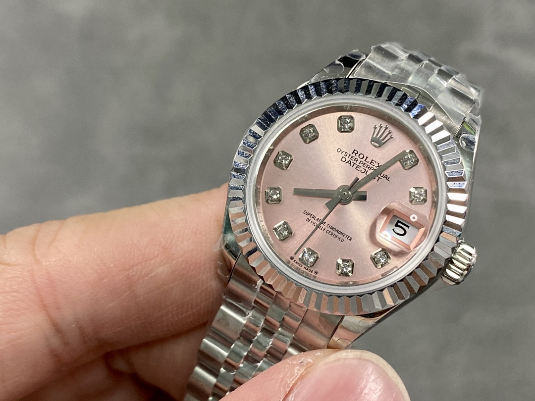 Rolex Datejust 279174 Stainless Steel Pink Diamond Dial 28mm Lady Replica Watch