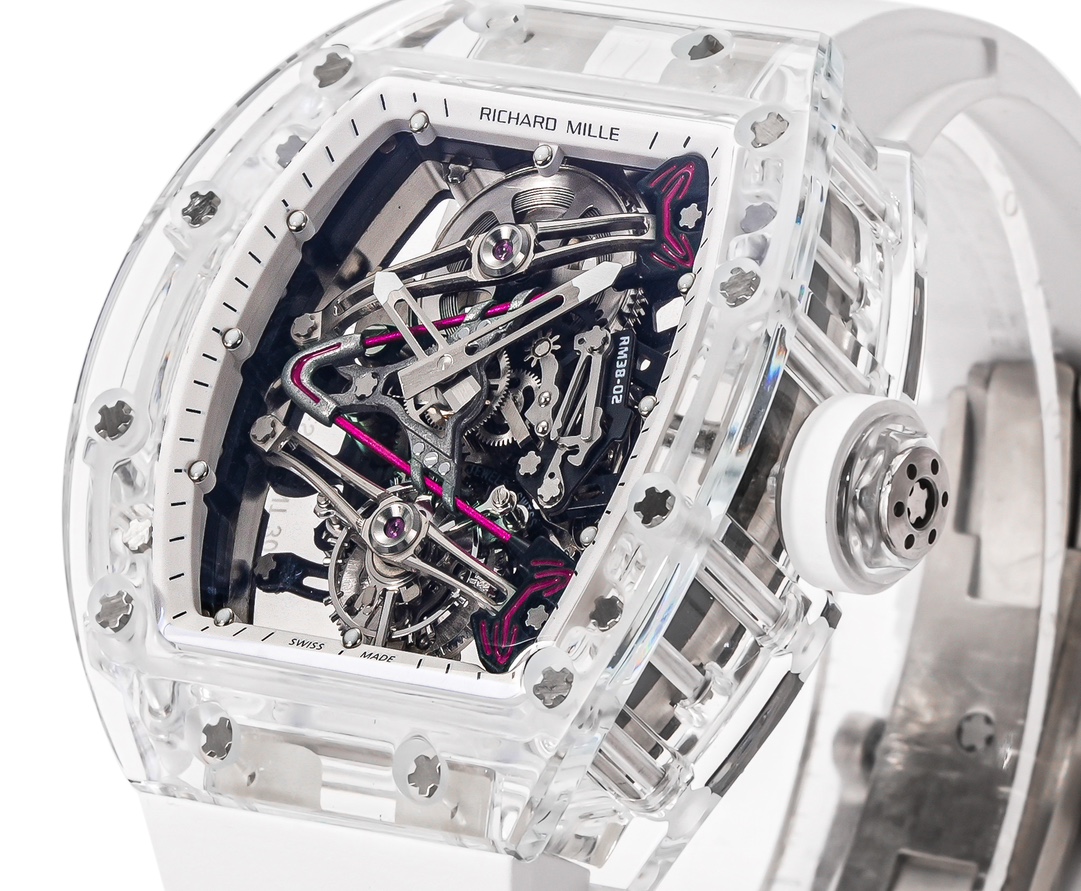 RM38-02 Richard Mille Tourbillon Movement Edition Crystal White Rubber Strap