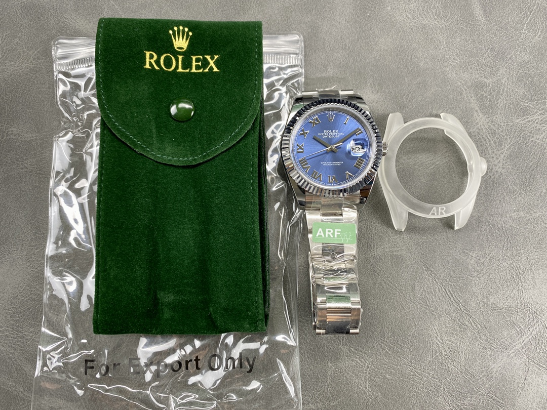 Rolex Datejust 126334 0025 Fluted Bezel Blue Roman Numeral Dial 41MM Mens Replica Watch