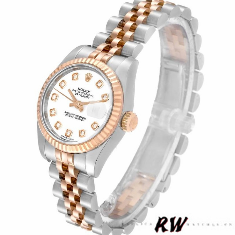 Rolex Datejust 179171 White Diamond Dial Fluted Bezel 26MM Lady Replica Watch