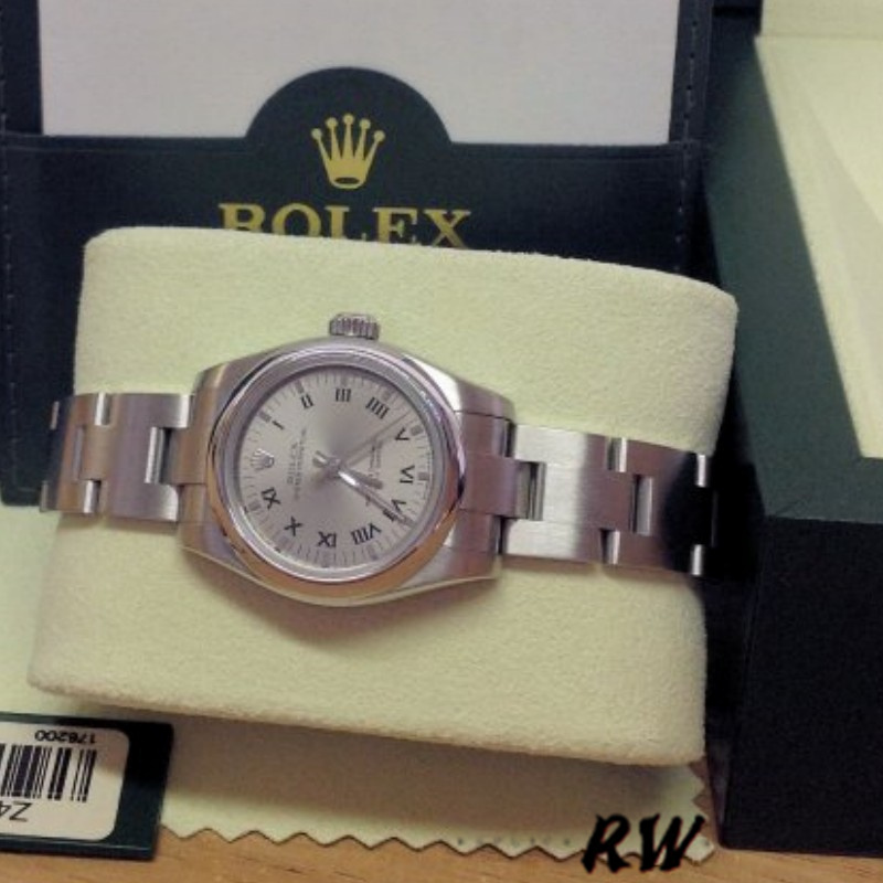 Rolex Oyster Perpetual 176200 Silver Roman Numeral Dial 26mm Lady Replica Watch