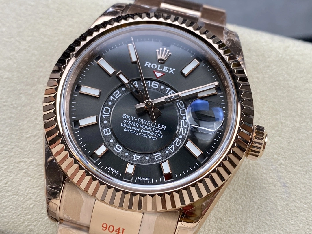 Swiss Rolex Sky Dweller 42 Slate Dial Rose Gold m336935 0004 Men's Replica Watch