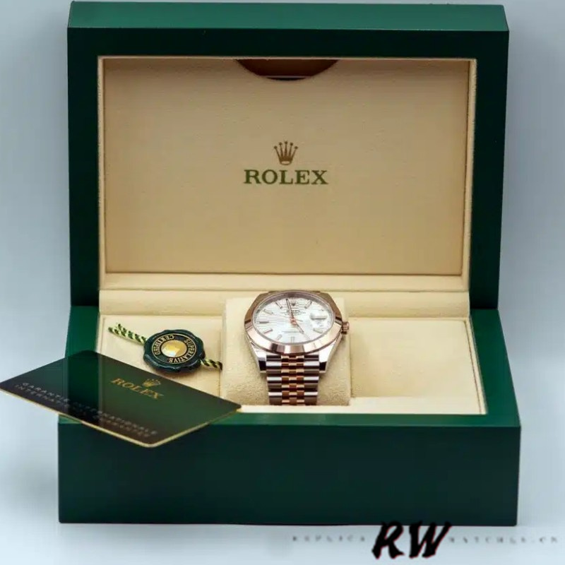 Rolex Datejust 126301 Rose Gold Silver Fluted Motif Dial 41MM Mens Replica Watch