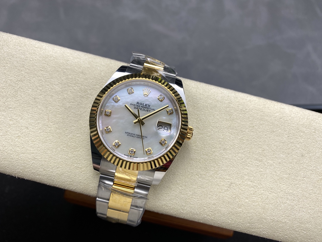 Rolex Datejust 41mm Steel and Yellow Gold 126333 0017 White Mop Diamond Oyster