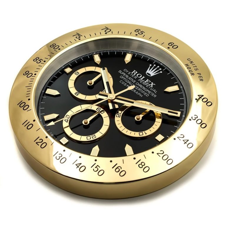 Rolex Daytona Gold & Black Wall Clock