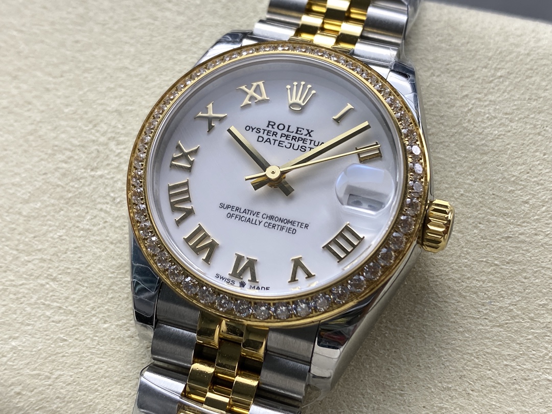 Rolex Datejust 31mm Stainless Steel and Yellow Gold 278383rbr 0002 White Roman Jubilee