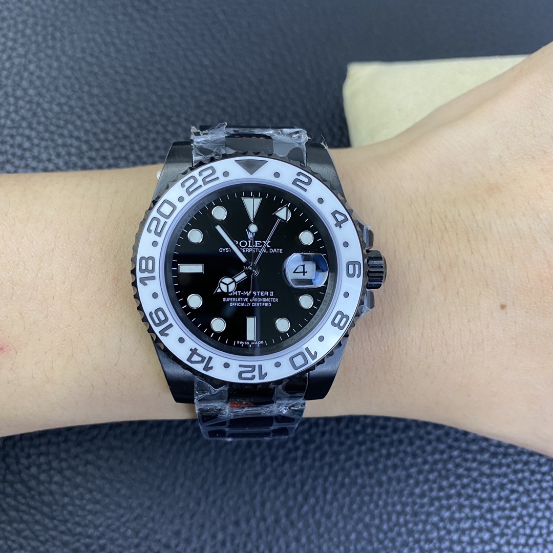 Rolex GMT Master II Black PVD/DLC Coated Black Dial Stainless Steel 16710 Men's Watch