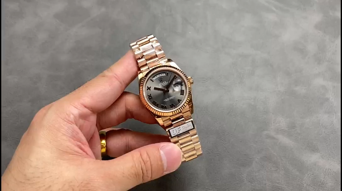 Rolex Day Date Rose Gold Slate Diamond Dial President Bracelet M128235 0050