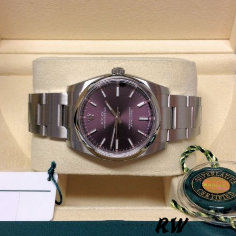 Rolex Oyster Perpetual Air-King 114200 Grape Red Index Dial 34mm Unisex Replica watch
