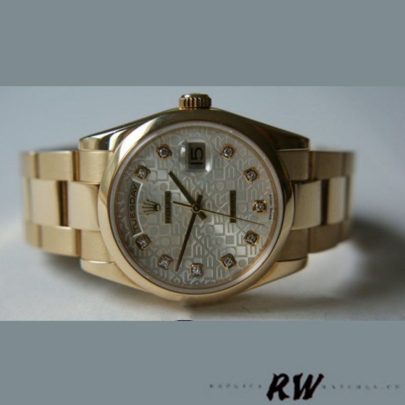 Rolex Day-Date 118208 Silver Diamond Jubilee Dial 36mm Unisex Replica Watch
