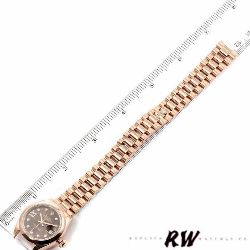 Rolex Datejust 279165 Chocolate Brown Diamonds Dial Domed Bezel 28mm Lady Replica Watch