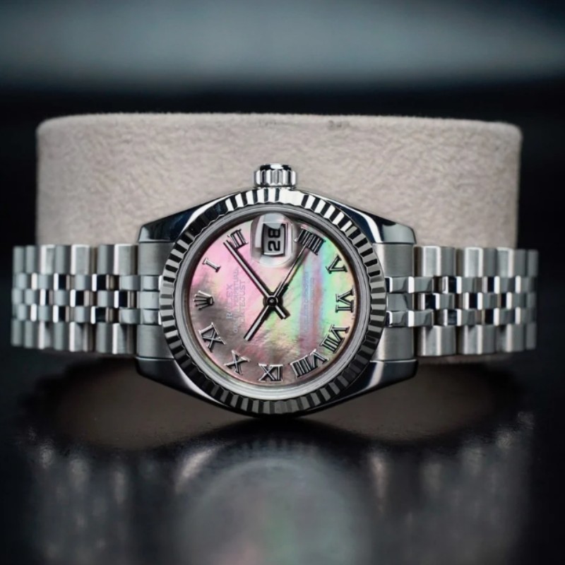 Rolex Datejust 179174 Dark Mother Of Pearl Dial Fluted Bezel 26MM Lady Replica Watch