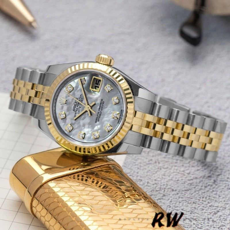 Rolex Datejust 179173 White MOP Dial Fluted Bezel 26MM Lady Replica Watch