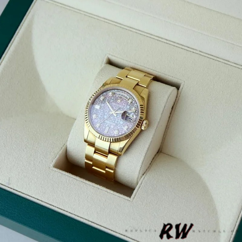 Rolex Day-Date 118238 Black MOP Diamond Dial 36mm Unisex Replica Watch