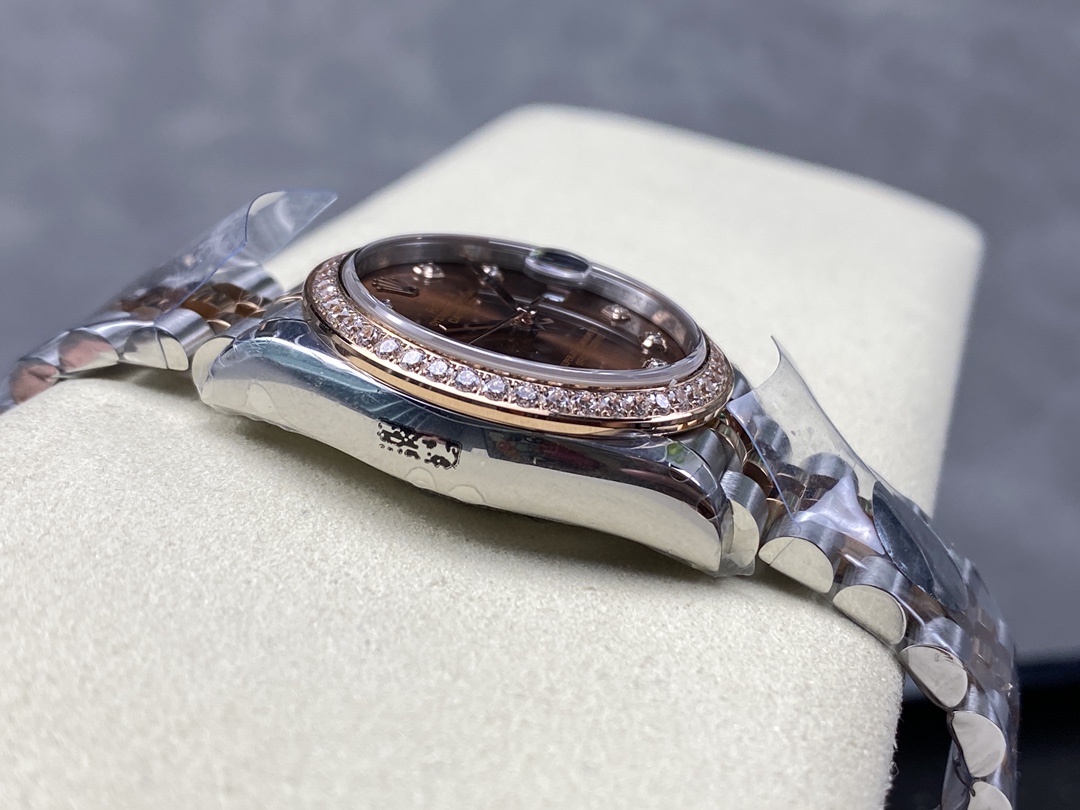 Rolex Datejust 31 m278381RBR 0028 Rose Gold Chocolate Diamond Dial Diamond Bezel Lady Watch