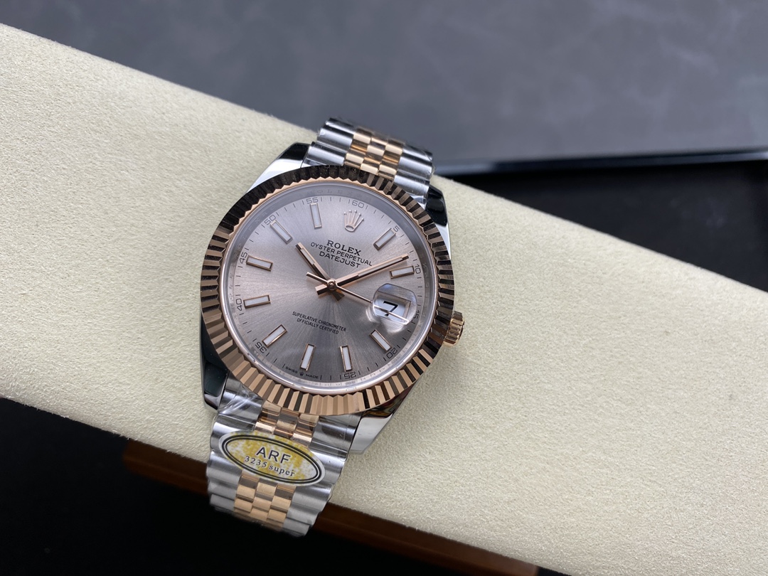 Rolex Datejust 41mm Two Tone Rose Gold Jubilee Band Sundust Index Dial 126331 0010