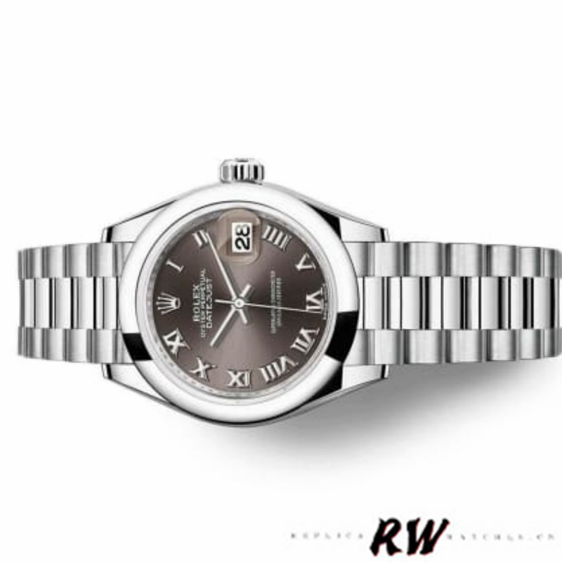 Rolex Datejust 279166 Dark Grey Roman Numeral Dial Domed Bezel 28mm Lady Replica Watch