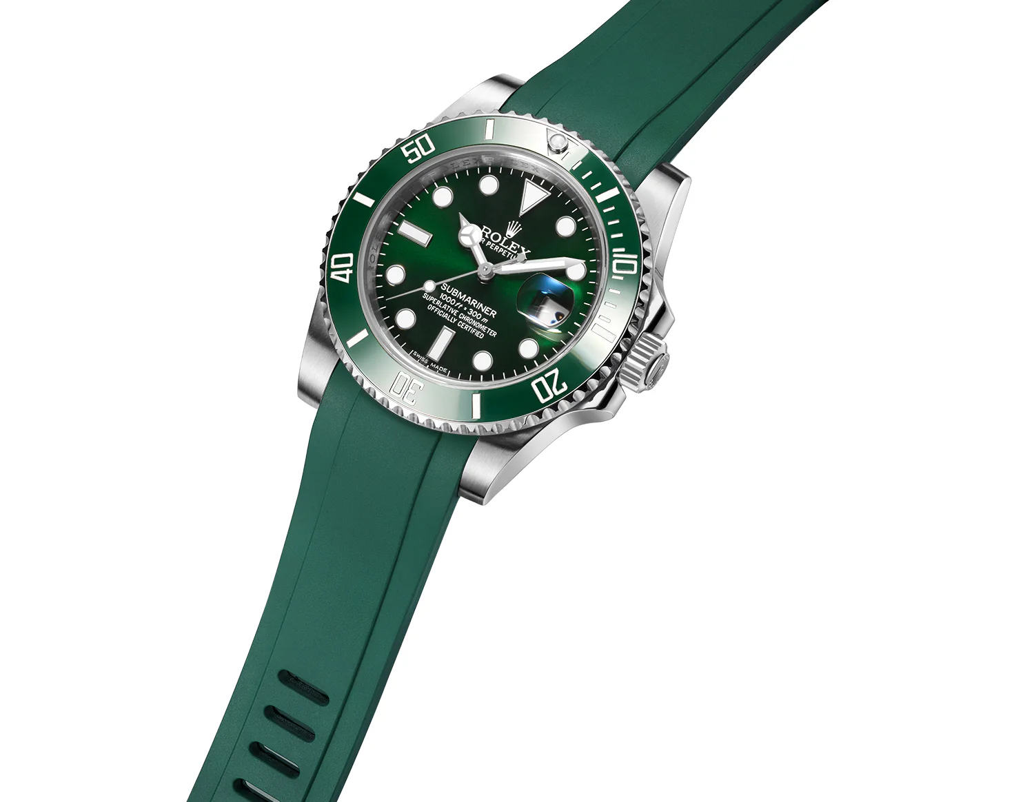 Rolex Submariner 126610LV Green Rubber Strap Black Dial 41mm Mens Replica Watch