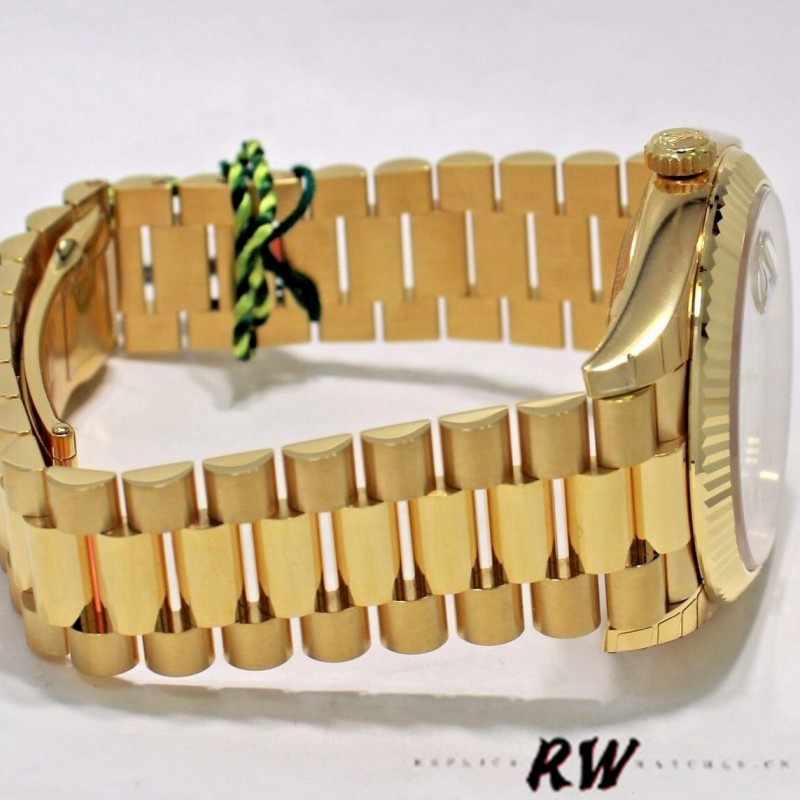 Rolex Day-Date 228238 Black Diagonal Motif Dial Fluted Bezel 40mm Mens Replica Watch