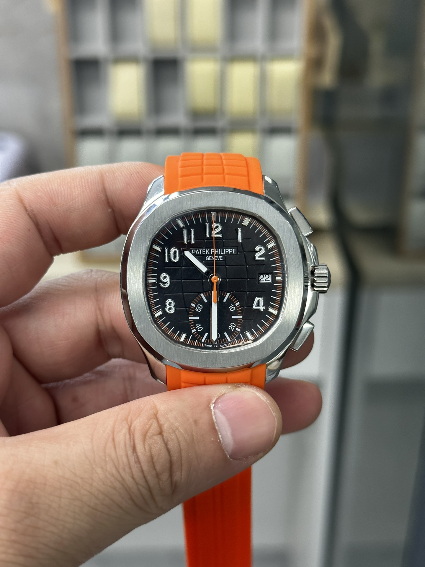 Replica Patek Philippe Aquanaut 5968A 001 Chronograph Orange Rubber 42mm
