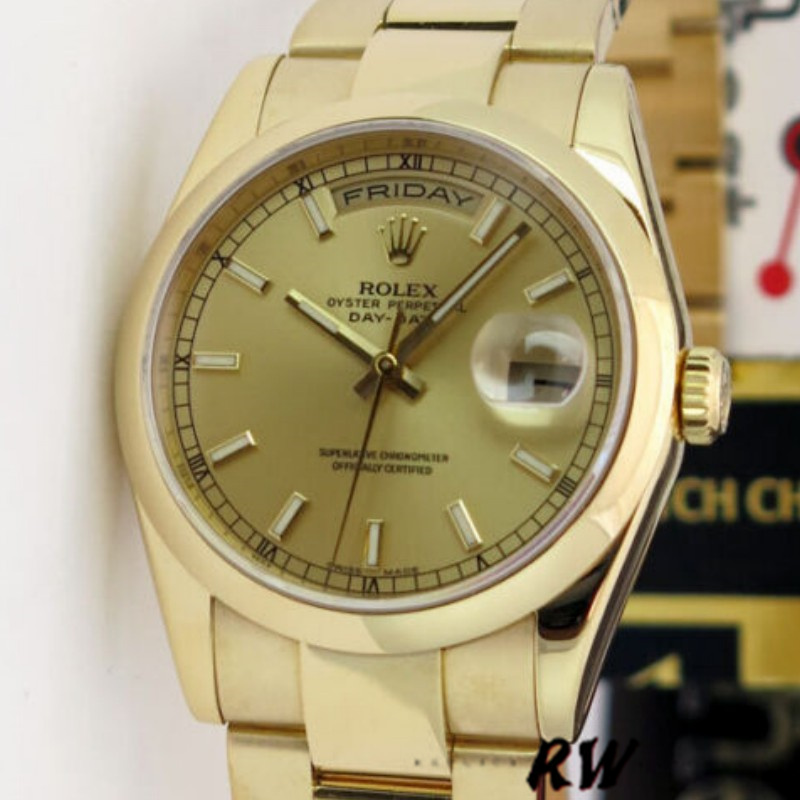 Rolex Day-Date 118208 Champagne Dial 36mm Unisex Replica Watch