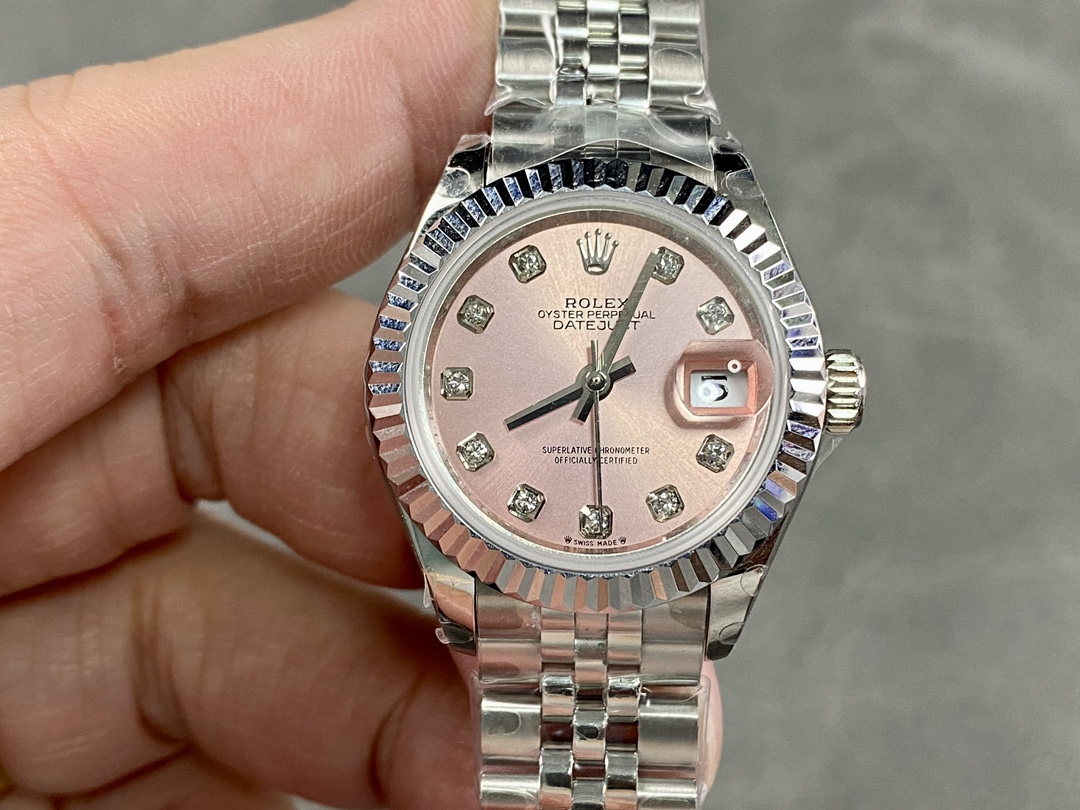 Rolex Datejust 279174 Stainless Steel Pink Diamond Dial 28mm Lady Replica Watch