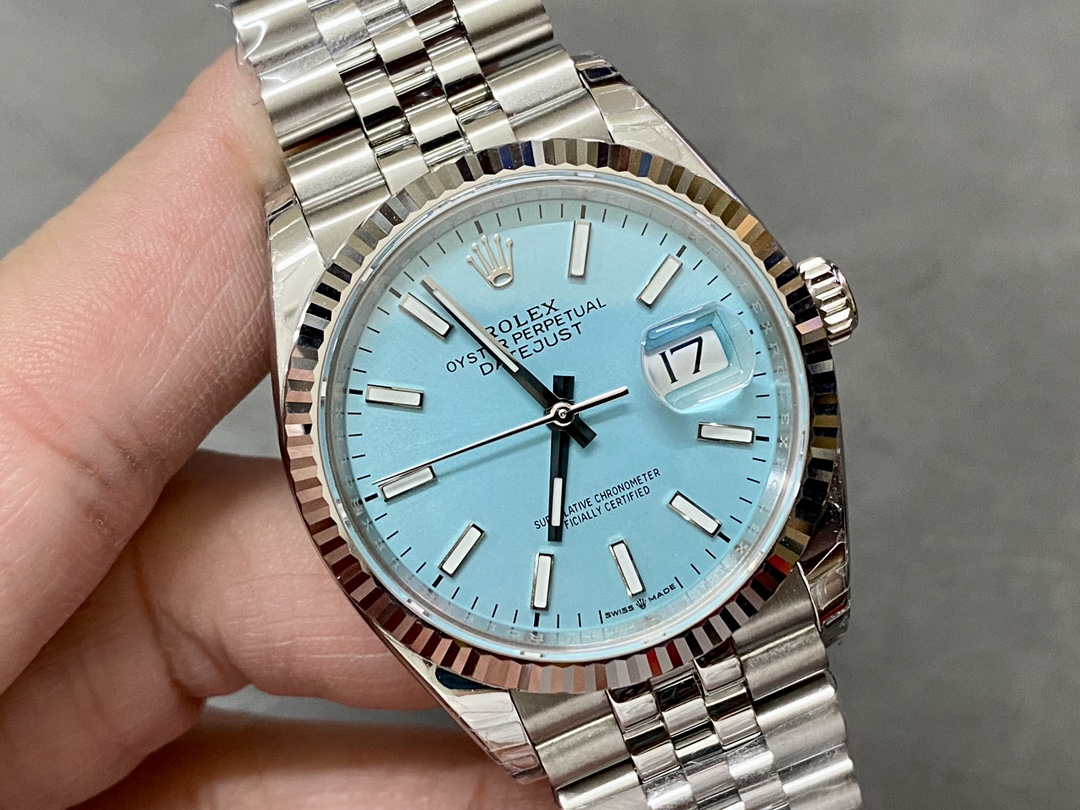 Rolex Datejust 126234 Blue Index Dial Fluted Bezel 36MM Unisex Replica Watch