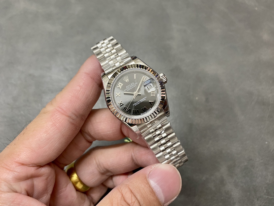 Rolex Datejust 279174 Stainless Steel Dark Grey Roman Dial 28mm Lady Replica Watch