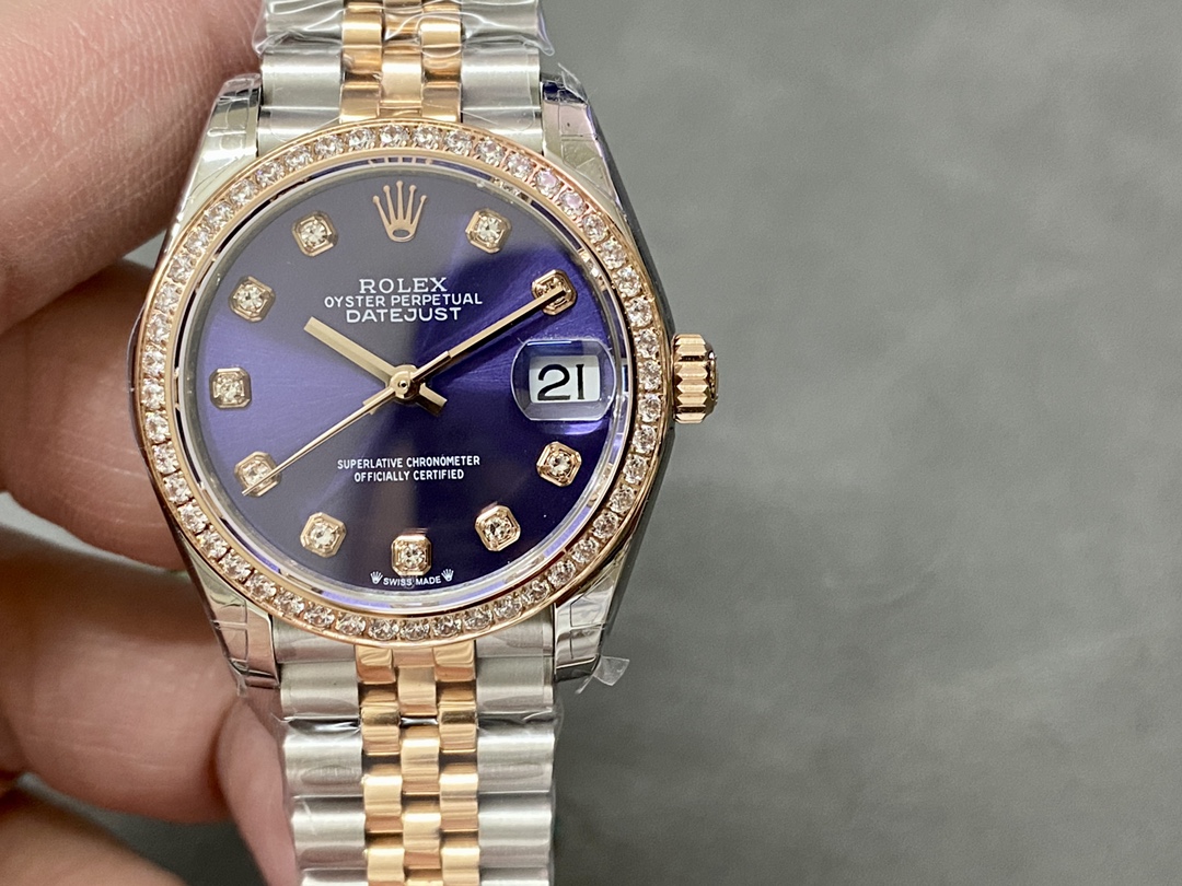 Rolex Datejust 28 Rose Dial Purple Gold m279381rbr 0015 Lady Watch