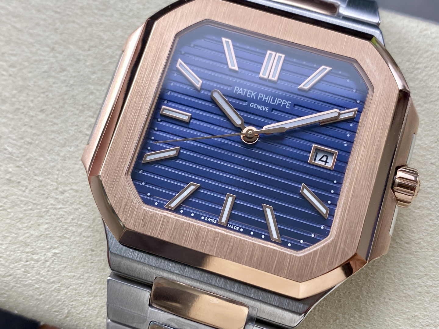 Patek Philippe Cubitus 5821/1AR-001 Stainless Steel Rose Gold Blue Dial Men's Watch