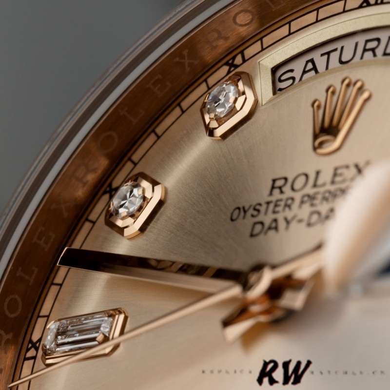 Rolex Day-Date 118235 Rose Gold Champagne Diamond Dial 36mm Unisex Replica Watch