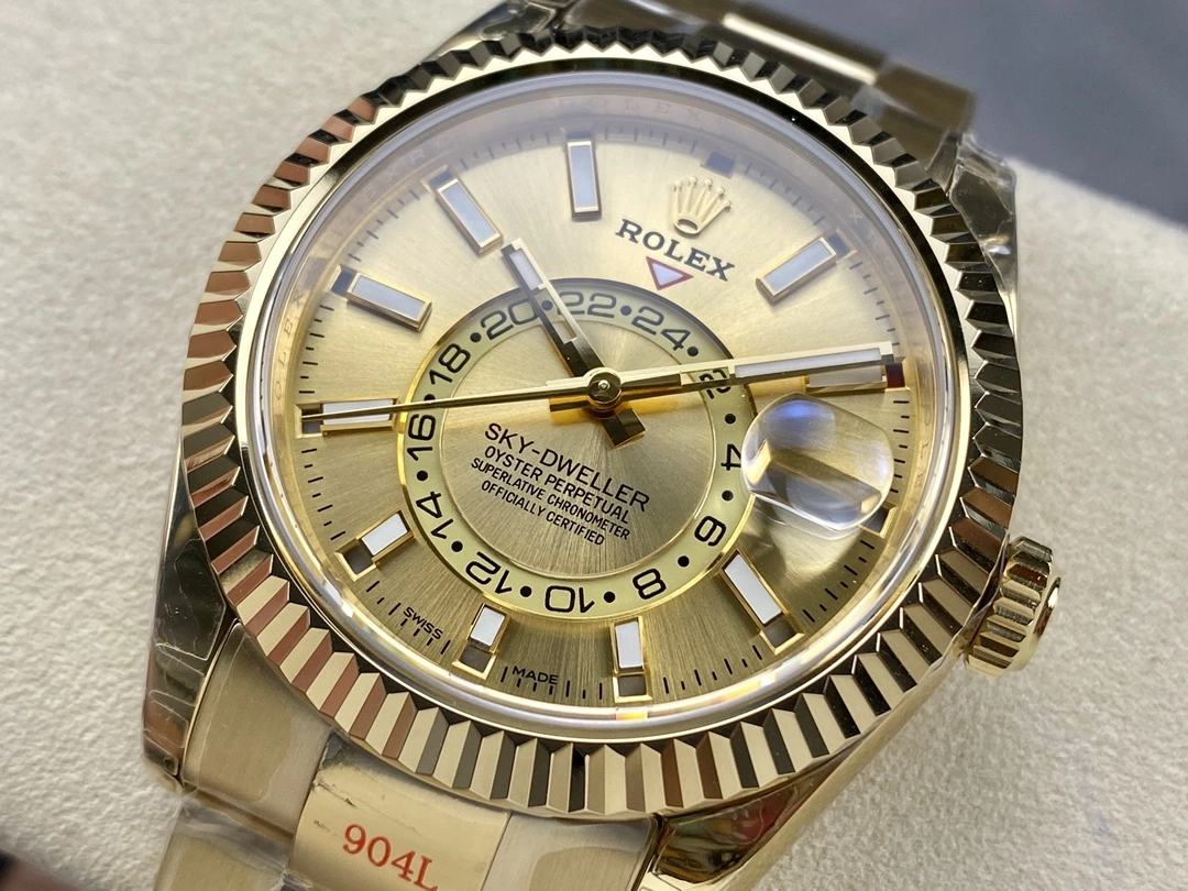 Rolex Sky Dweller 42mm Yellow Gold Champagne Dial m336938 0001 Men's Replica Watch