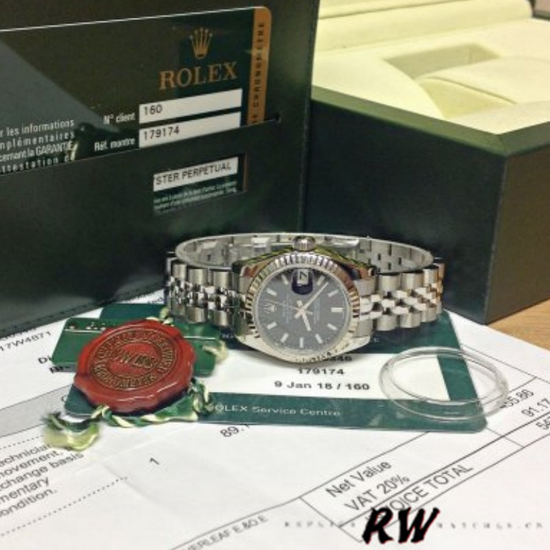 Rolex Datejust 179174 Black Index Dial Fluted Bezel 26MM Lady Replica Watch