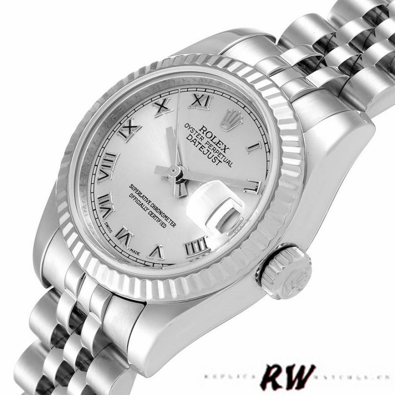 Rolex Datejust 179174 Silver Roman Dial Fluted Bezel 26MM Lady Replica Watch