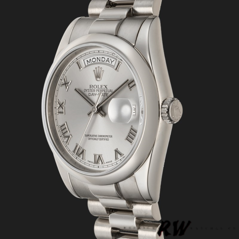 Rolex Day-Date 118209 White Gold Silver Dial Automatic 36mm Unisex Replica Watch