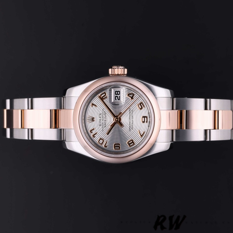 Rolex Datejust 179161 Stainless Steel and Everose Gold Concentric Circle Silver Dial 26MM Lady Replica Watch