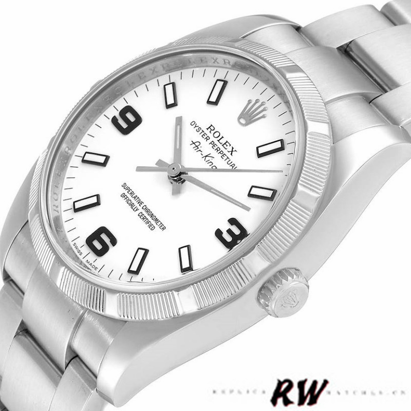 Rolex Oyster Perpetual Air King 114210 White Dial 34mm Unisex replica watch