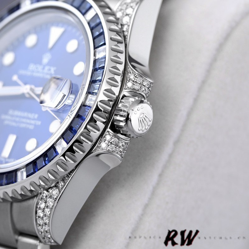 Rolex Submariner Date 116610LN Custom Diamond Stainless Steel Blue Dial 40MM Mens Replica Watch