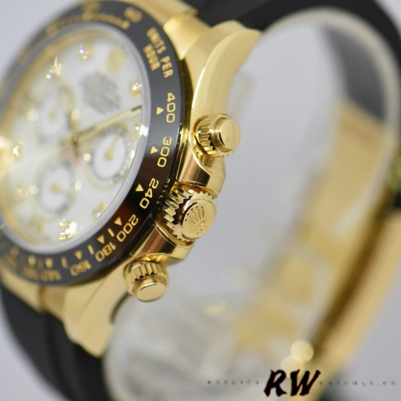 Rolex Daytona 116518LN Rubber Strap MOP Diamond Dial 40mm Mens Replica Watch