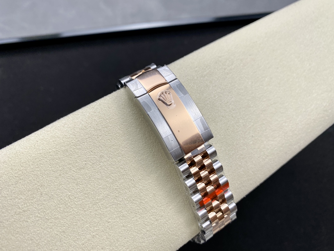 Rolex Datejust 36 Steel & Everose Gold Silver Fluted-Motif Dial Diamond Bezel M126281RBR 0021 Women's Watch