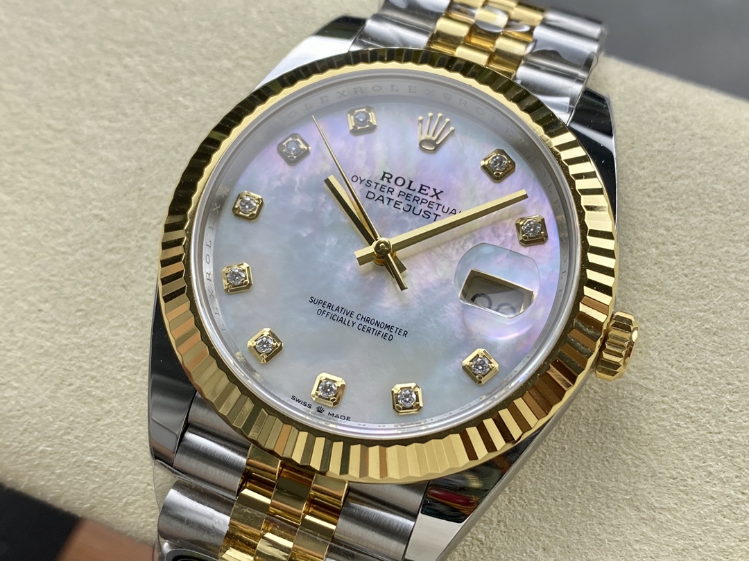 Rolex Datejust 126333 0018 41mm White Mother of Pearl Diamond Dial Men's Watch