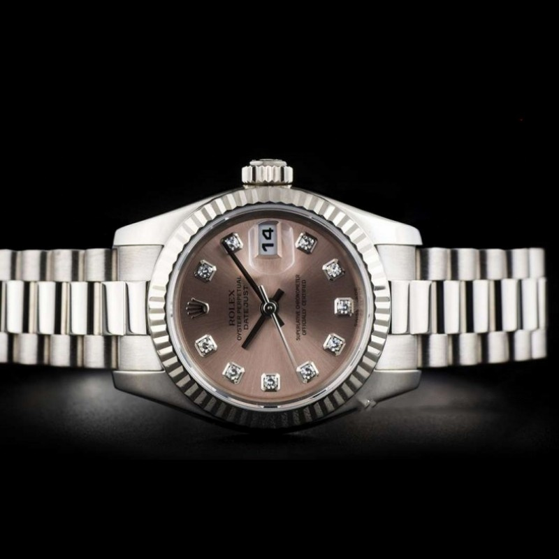 Rolex Datejust 179179 Pink Diamond Dial Fluted Bezel 26MM Lady Replica Watch