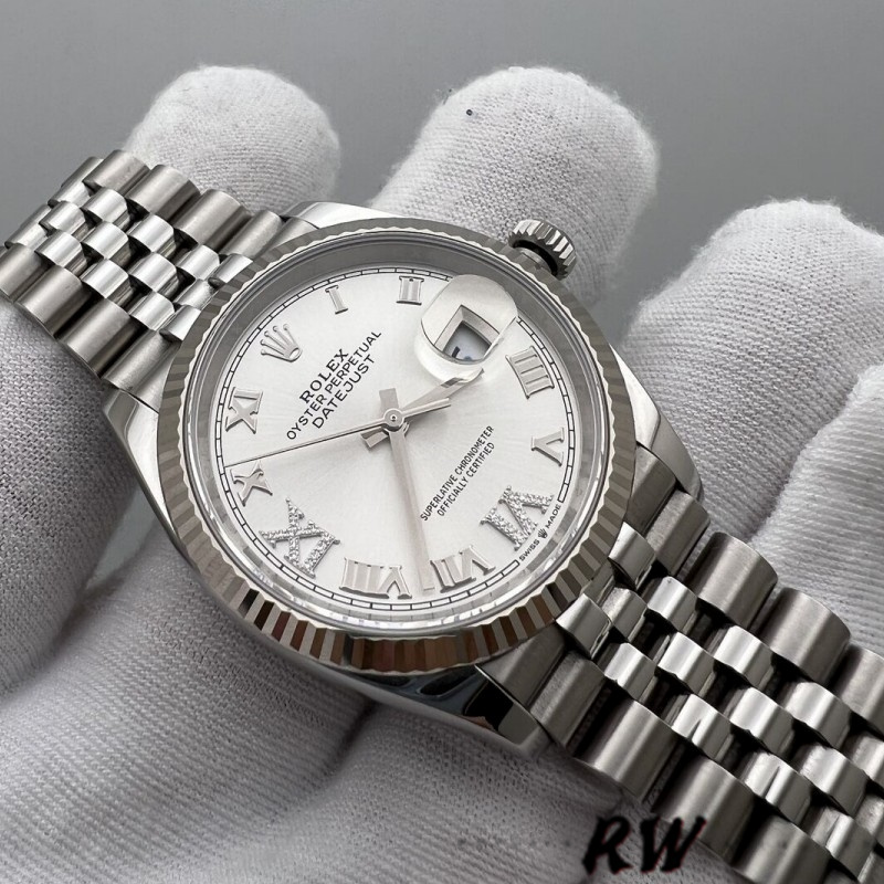 Rolex Datejust 126234 0029 Silver Diamond Roman Dial 36MM Women's Watch