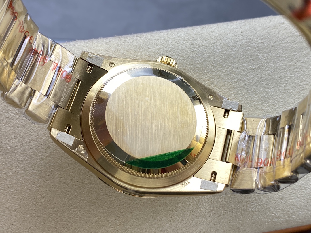 Rolex Day Date 36mm Yellow Gold 128238 0051 Pave Rainbow Diamond Dial Fluted Bezel