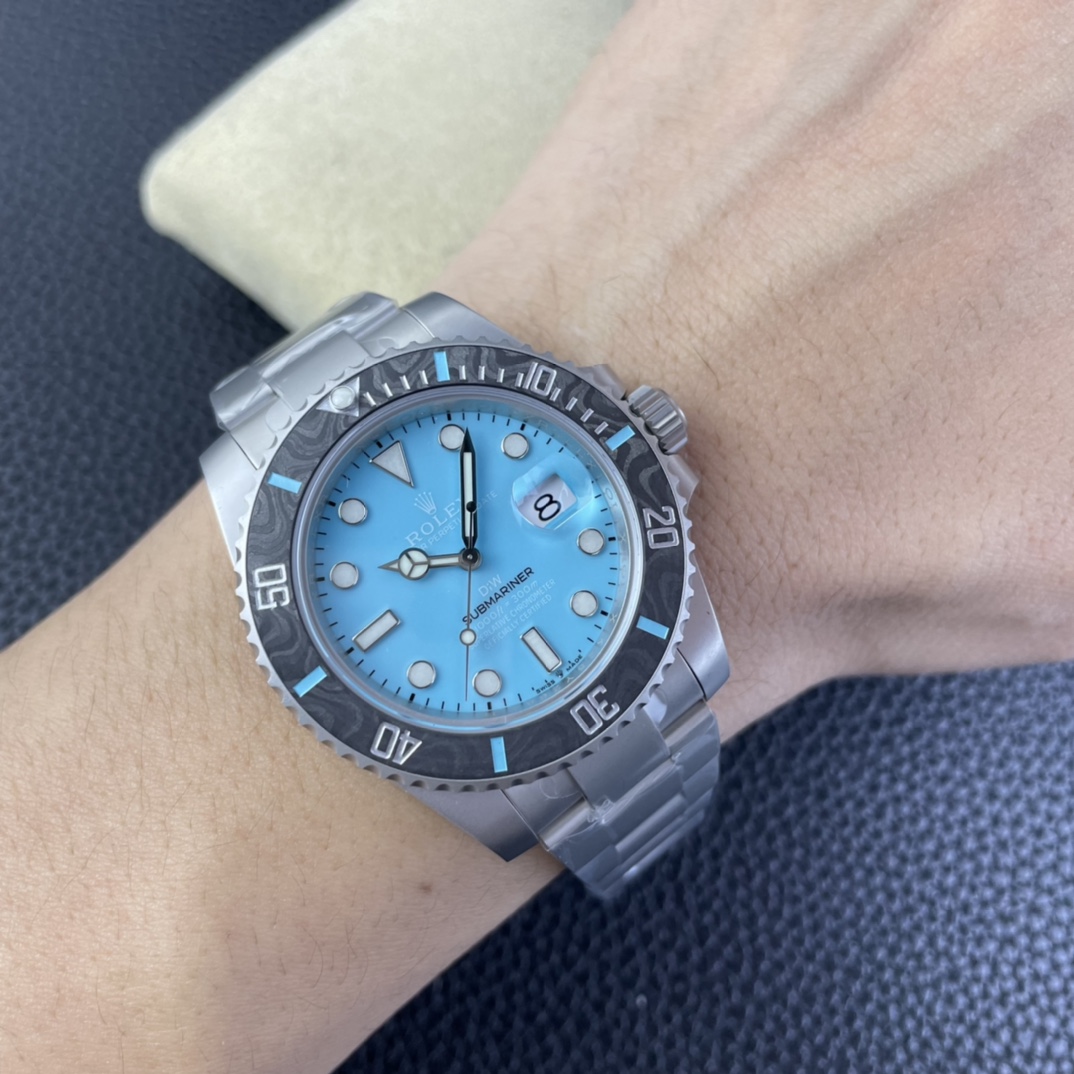 Rolex Submariner Sandblasted DIWF Edition Carbon Bezel  Ice Blue Dial