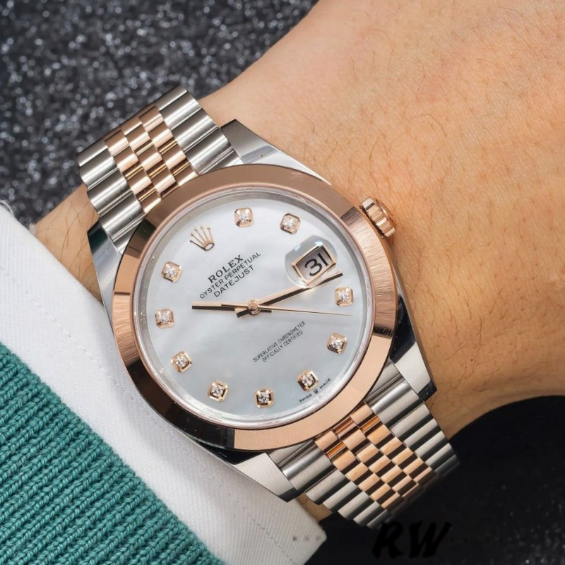 Rolex Datejust 126301 White Mother of Pearl Diamond Dial 41MM Mens Replica Watch
