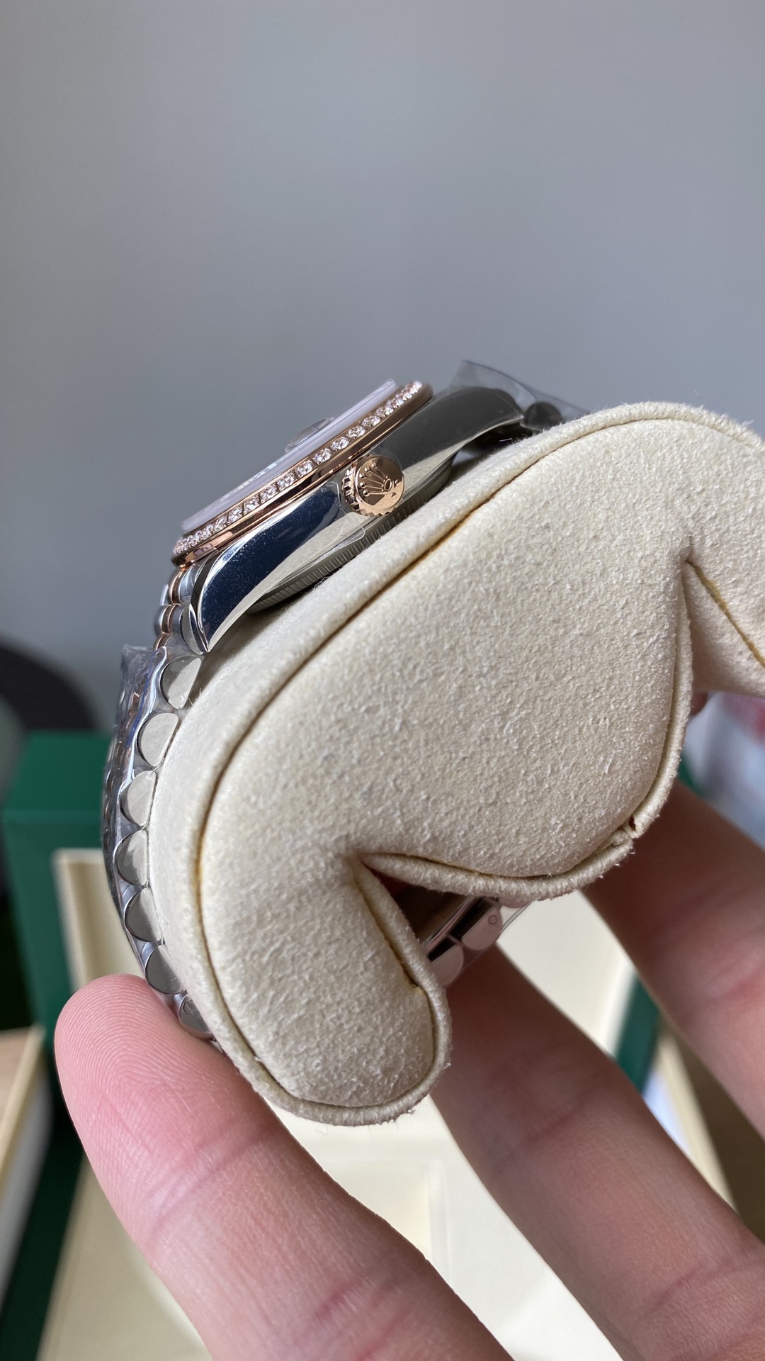 Rolex Datejust Olive Green Diamond Steel & Rose Gold 279381RBR 0007 Lady Watch