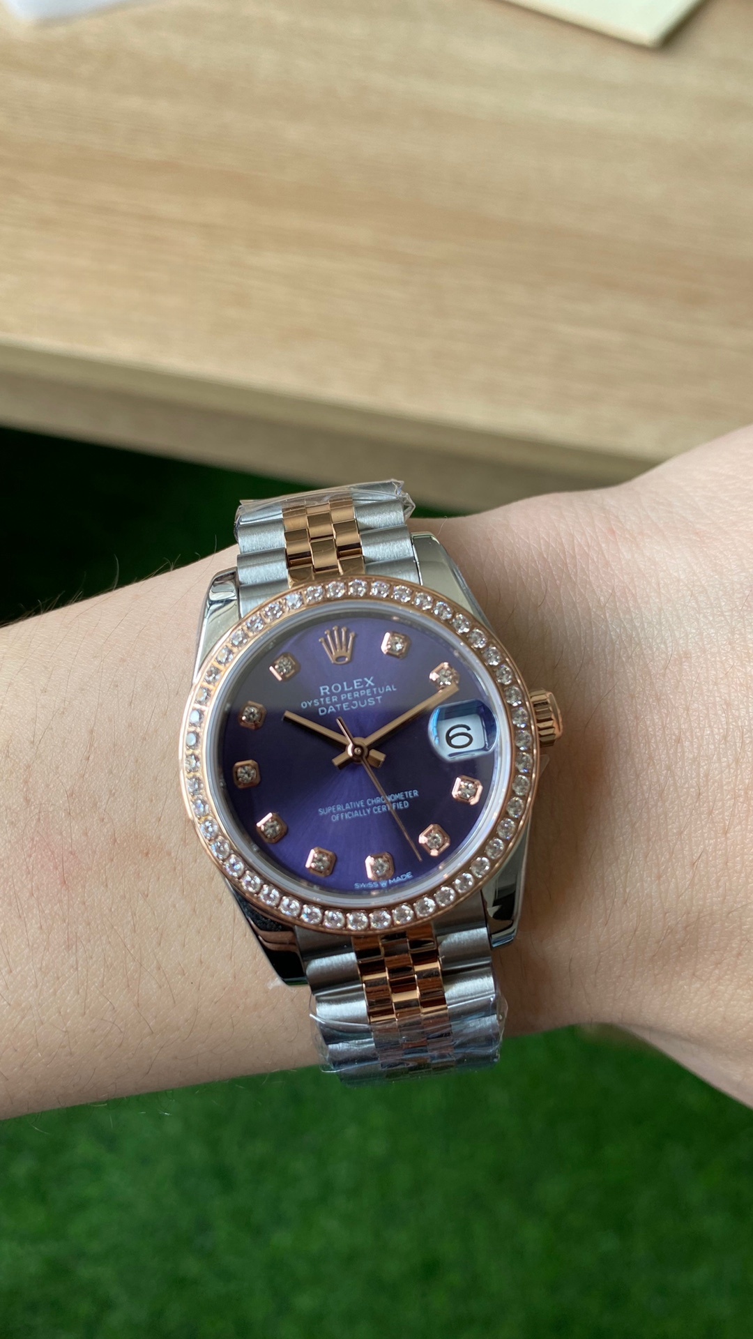 Rolex Datejust 28mm Everose Gold m279381rbr 0015 Aubergine Diamond Lady Watch