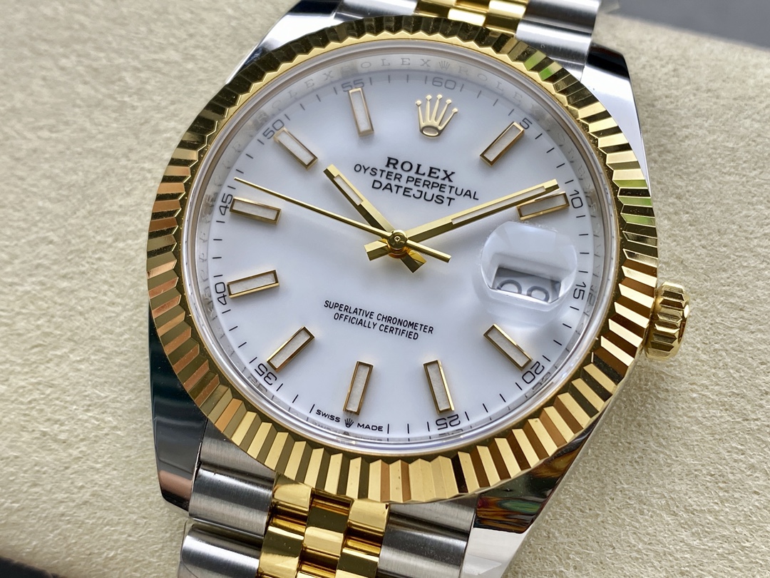 Rolex Datejust 126333 0016 White Index Jubilee 41mm Two Tone Steel