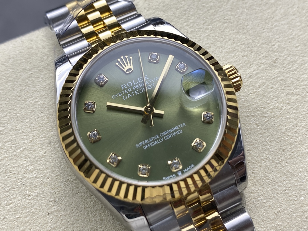 Rolex Datejust 31mm Stainless Steel and Yellow Gold 278273 0003 Green Jubilee